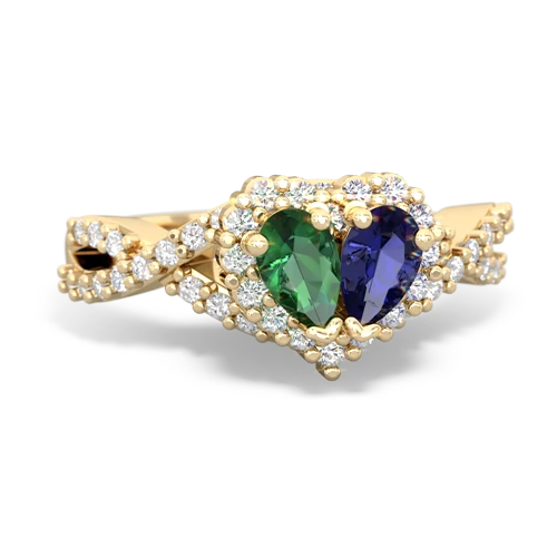 lab emerald-lab sapphire engagement ring