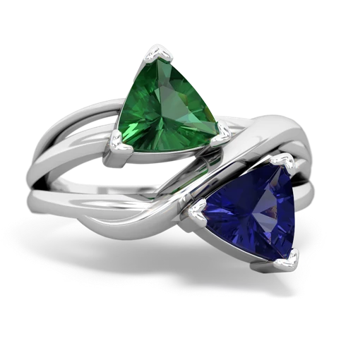 Lab Emerald Lab Created Emerald with Lab Created Sapphire Split Band Swirl ring Ring