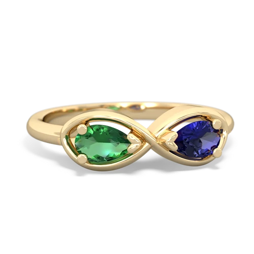 lab emerald-lab sapphire infinity ring