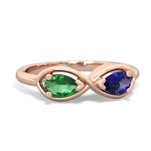 lab emerald-lab sapphire infinity ring