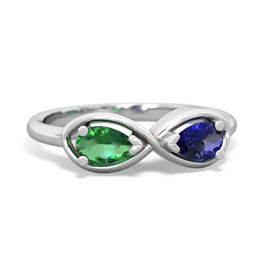 lab emerald-lab sapphire infinity ring
