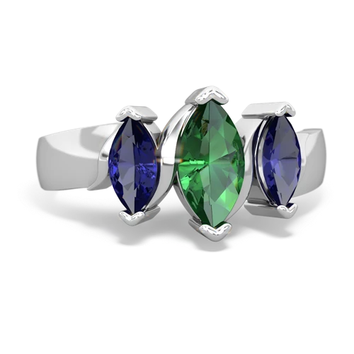 Lab Emerald Lab Created Emerald with Lab Created Sapphire and Genuine Pink Tourmaline Three Peeks ring Ring