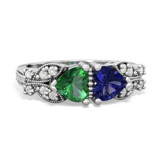 lab emerald-lab sapphire keepsake butterfly ring