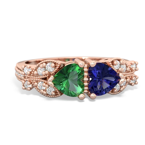 lab emerald-lab sapphire keepsake butterfly ring