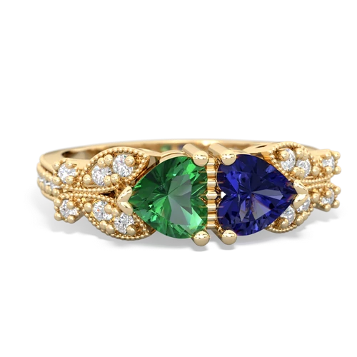 lab emerald-lab sapphire keepsake butterfly ring