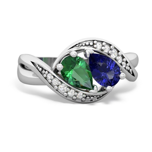 lab emerald-lab sapphire keepsake curls ring