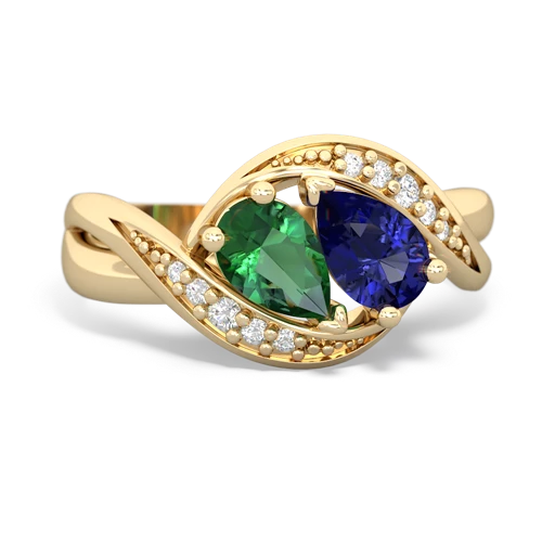 lab emerald-lab sapphire keepsake curls ring