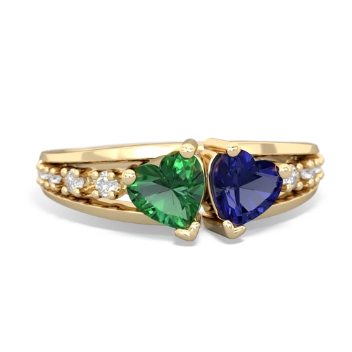 Lab Emerald Lab Created Emerald with Lab Created Sapphire Heart to Heart ring Ring