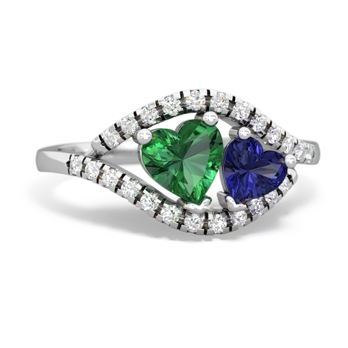Lab Emerald Lab Created Emerald with Lab Created Sapphire Mother and Child ring Ring