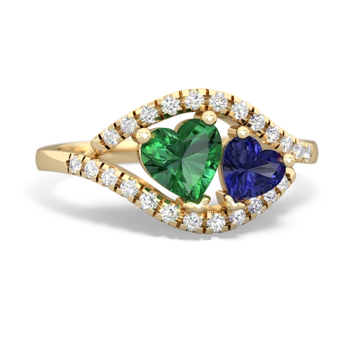 Lab Emerald Lab Created Emerald with Lab Created Sapphire Mother and Child ring Ring