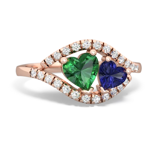 lab emerald-lab sapphire mother child ring