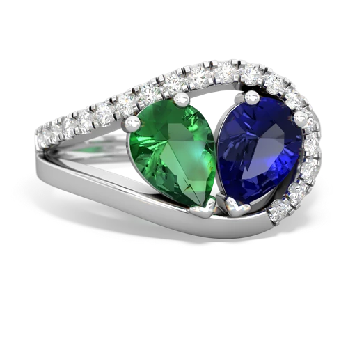 lab emerald-lab sapphire pave heart ring