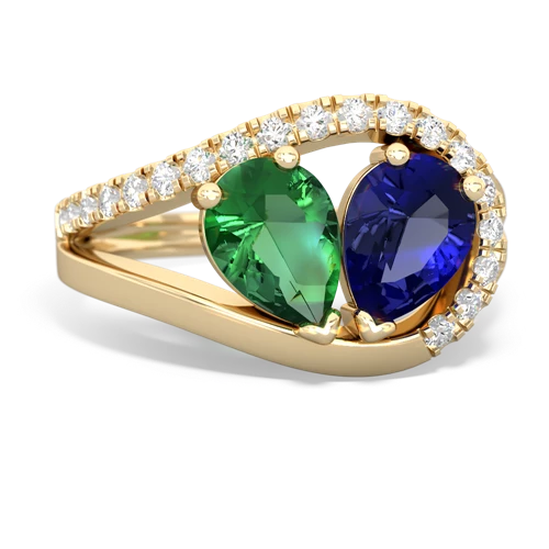 lab emerald-lab sapphire pave heart ring