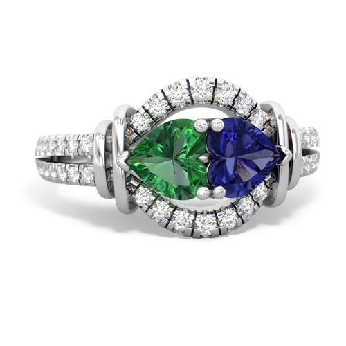 Lab Emerald Lab Created Emerald with Lab Created Sapphire Art-Deco Keepsake ring Ring