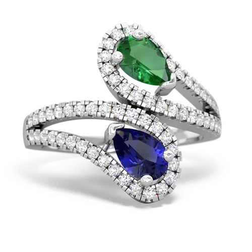 lab emerald-lab sapphire pave swirls ring