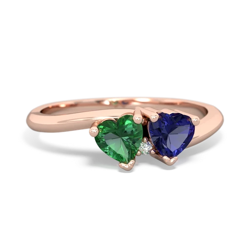 lab emerald-lab sapphire sweethearts promise ring