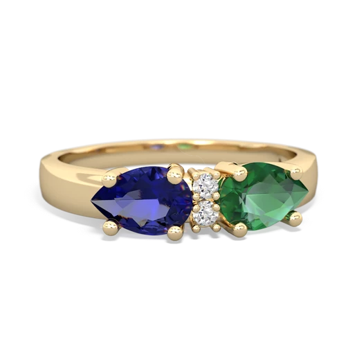 Lab Emerald Lab Created Emerald with Lab Created Sapphire Pear Bowtie ring Ring