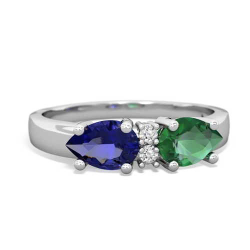 lab emerald-lab sapphire timeless ring