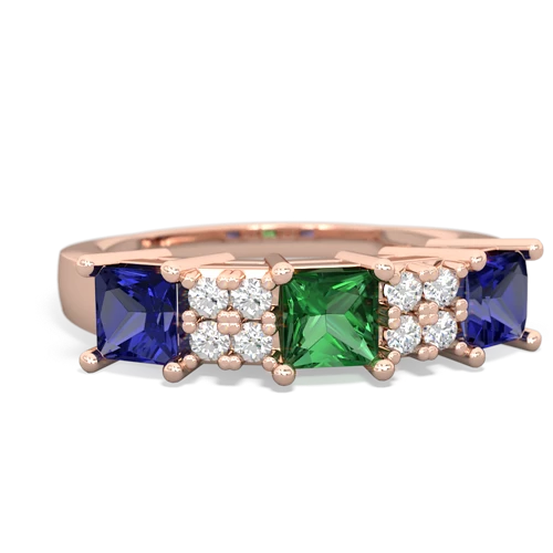 Lab Emerald Lab Created Emerald with Lab Created Sapphire and Lab Created Pink Sapphire Three Stone ring Ring