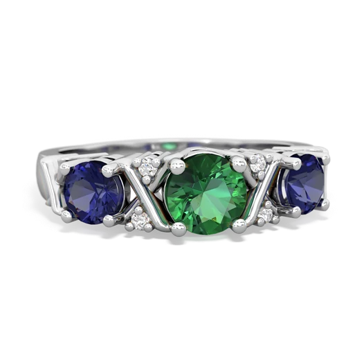Lab Emerald Lab Created Emerald with Lab Created Sapphire and  Hugs and Kisses ring Ring