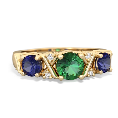 Lab Emerald Lab Created Emerald with Lab Created Sapphire and Genuine Opal Hugs and Kisses ring Ring