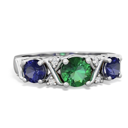 lab emerald-lab sapphire timeless ring