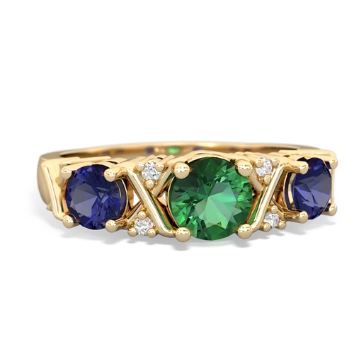 lab emerald-lab sapphire timeless ring