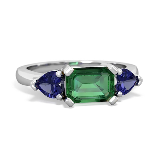 lab emerald-lab sapphire timeless ring