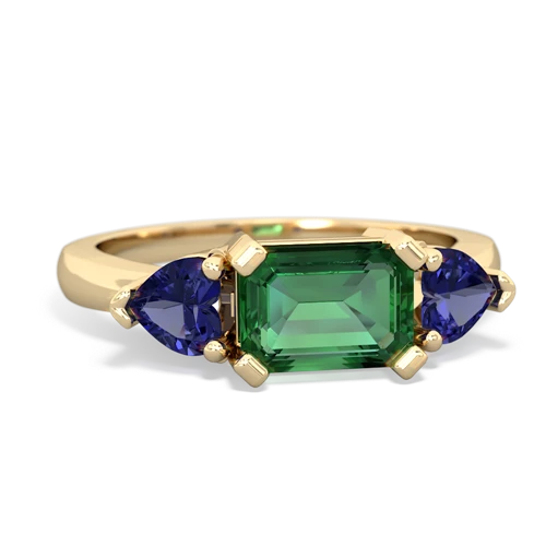 lab emerald-lab sapphire timeless ring