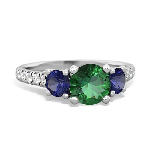 lab emerald-lab sapphire trellis pave ring