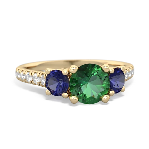 lab emerald-lab sapphire trellis pave ring