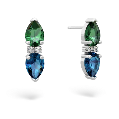 lab emerald-london topaz bowtie earrings