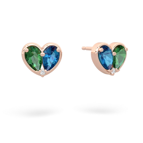 lab emerald-london topaz one heart earrings