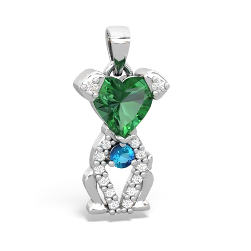 Lab Created Emerald with Genuine London Blue Topaz Puppy Love pendant