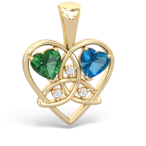 Lab Emerald Lab Created Emerald with Genuine London Blue Topaz Celtic Trinity Heart pendant Pendant