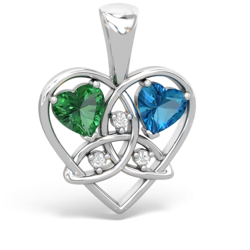 lab emerald-london topaz celtic heart pendant