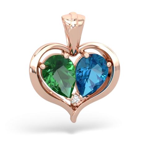 Lab Emerald Lab Created Emerald with Genuine London Blue Topaz Two Become One pendant Pendant