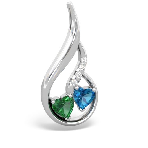Lab Created Emerald with Genuine London Blue Topaz Keepsake Curves pendant