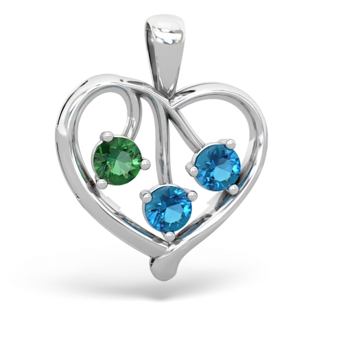 Lab Emerald Lab Created Emerald with Genuine London Blue Topaz and Genuine Smoky Quartz Glowing Heart pendant Pendant