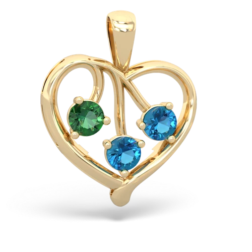 Lab Emerald Lab Created Emerald with Genuine London Blue Topaz and  Glowing Heart pendant Pendant
