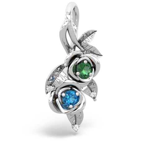 Lab Created Emerald with Genuine London Blue Topaz Rose Vine pendant