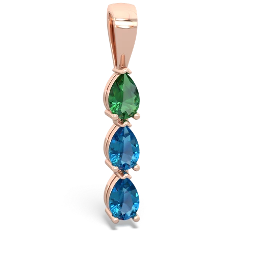 lab emerald-london topaz three stone pendant