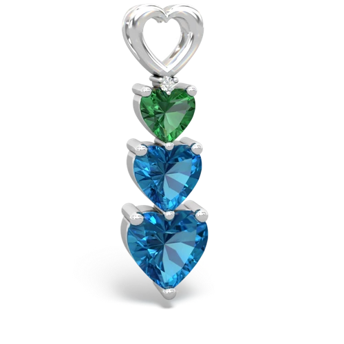 Lab Created Emerald with Genuine London Blue Topaz and  Past Present Future pendant