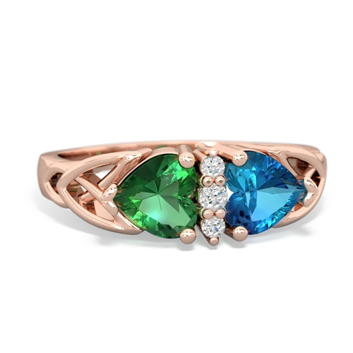 lab emerald-london topaz celtic ring