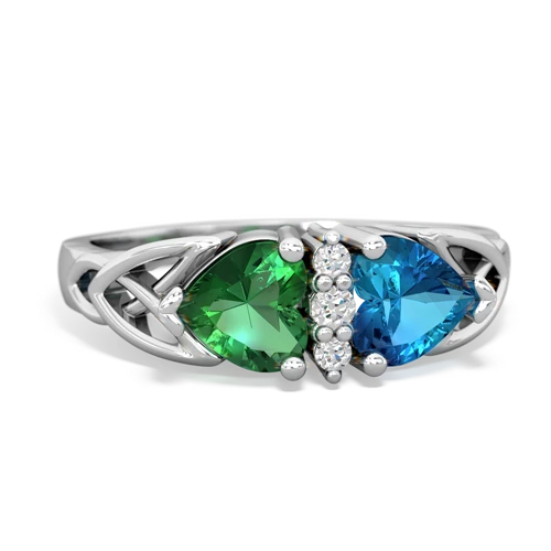 lab emerald-london topaz celtic ring