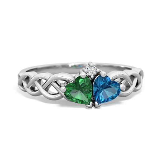 lab emerald-london topaz celtic braid ring