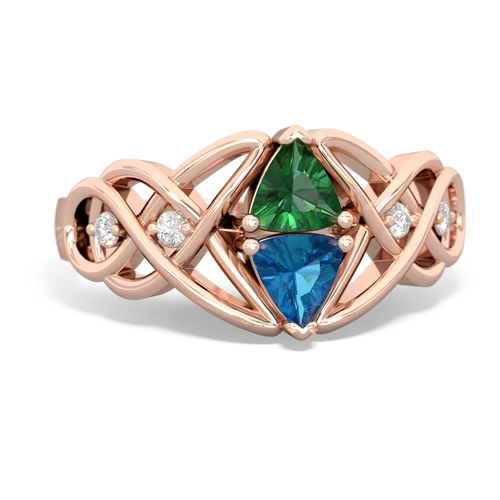 lab emerald-london topaz celtic knot ring