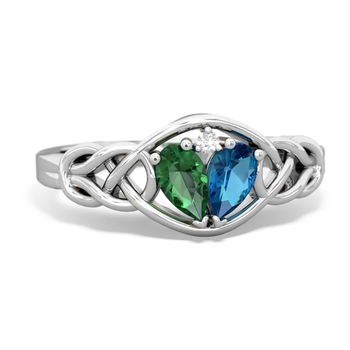 Lab Emerald Lab Created Emerald with Genuine London Blue Topaz Celtic Love Knot ring Ring