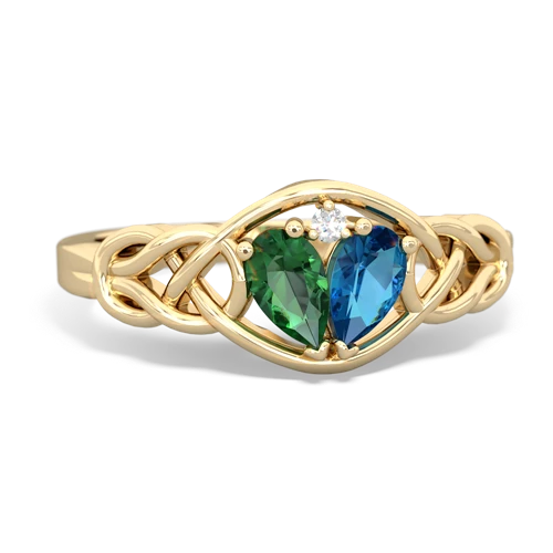 Lab Emerald Lab Created Emerald with Genuine London Blue Topaz Celtic Love Knot ring Ring
