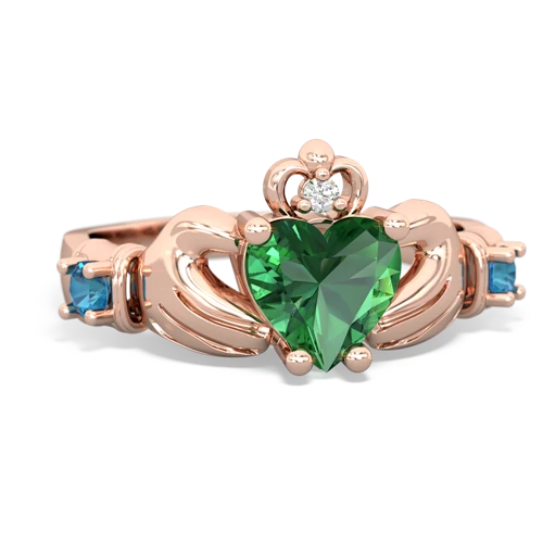 lab emerald-london topaz claddagh ring